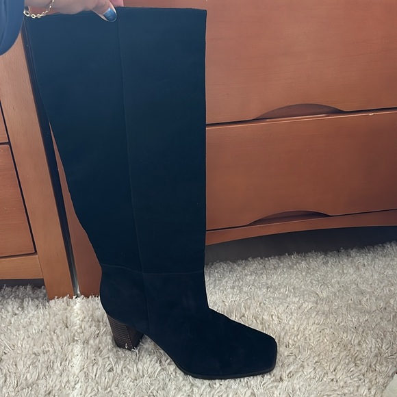 Sam Edelman Knee High Healed Black Boots Suede Size 11 - Picture 3 of 5